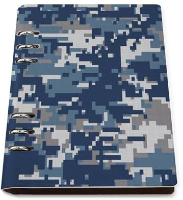 Blue Digital Camouflage Fashion A5 Notebook Refillable 6 Ring Binder Note Book 90 Pages Travel Journal Writing