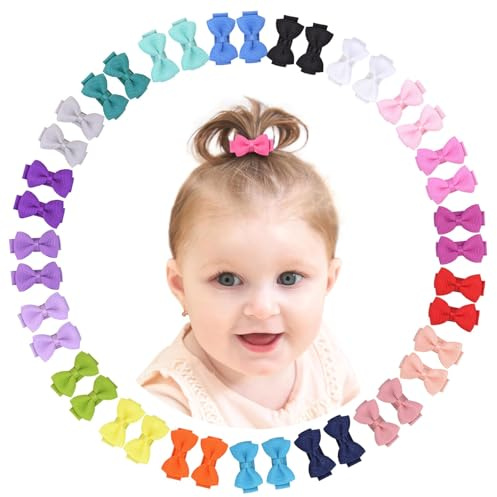 choicbaby Pack de 40 clips de pelo para niñas, 1.2 pulgadas (3 cm) Mini pinzas pelo bebe de pelo con arco completo cubierto Accesorios de pelo para niñas bebés Niños pequeños
