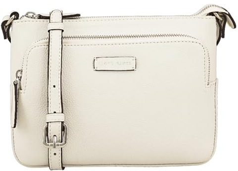 Lloyd Baker London – DEVAL Double-Zip Leather Crossbody Bag: Women's Functional Design in 100% Genuine Full-Grain Leather- BLANC DE BLANC (White)