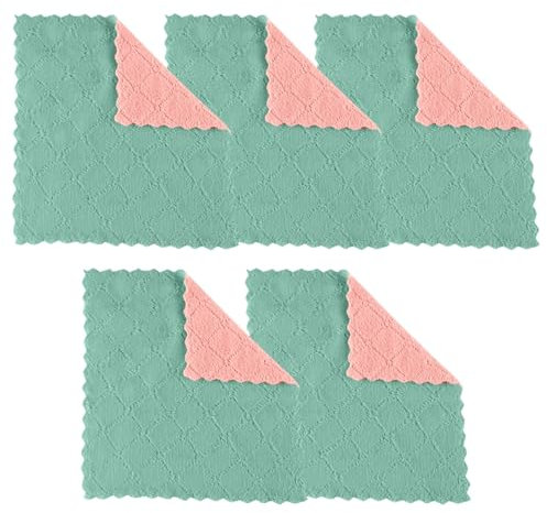 Saugfähige Korallen, 5 Stück, Spüllappen, Wischtuch, Spültuch, Zuhause, Küche, saubere Reinigungsmittel Weiche Baumwolltücher Putzen (Mint Green, A)