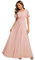Ever-Pretty Robes de Demoiselle d'honneur Col Rond Manches Longue Grand Taille Robe Soirée Femme Longue Rose 54