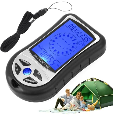 Vibhgtf Höhenmesser - Digitaler Höhenmesser - Tragbares Multifunktions-Barometer, Temperaturkalibrierer | Tragbares Gerät mit Hintergrundbeleuchtung, Vorhersage und Uhr