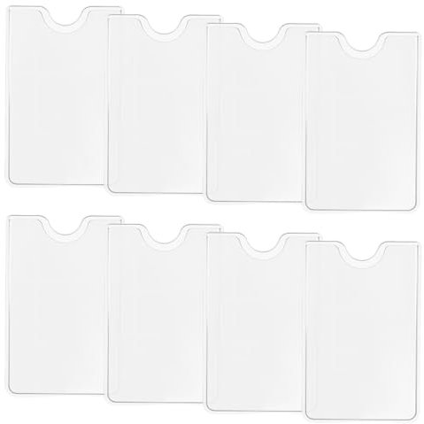 FdcLixuvol 8 Pack Credit Card Protector, Clear Plastic Sleeves for Debit Cards, Social Security, ID Cards, Waterproof, Wallet-Sized Durable Card Holders for Travel, Office and Home (3.6 x 2.3 Inch)