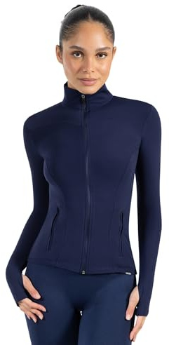 SMILODOX Sportjacke Damen Kenna, Laufjacke mit Stehkragen, Sport Oberteil mit tailliertem Schnitt & Daumenlöchern, Körperbetonte Sportjacke, Fitness Oberteil ideal für Freizeit, Sport, Laufen & Yoga