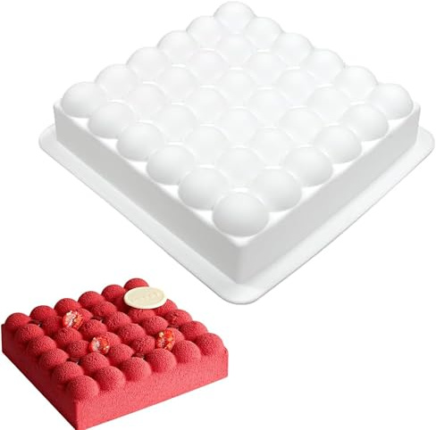 QIUMING Quadratische Wolken Silikon Backform 3D Blasen Wolken Silikonform Silikon Mousse Kuchenform 3D Quadratische Backform Geeignet für Fondant Pudding Verwendet Schokolade Eisbombe (Weiß, Stil 2)