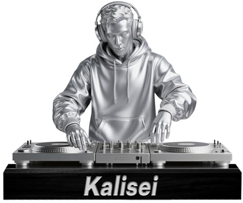Personalisierte 2D-Druck Acryl DJ Player Schreibtisch Ornament Tafel, benutzerdefinierte Name DJ Musik Disc Player Mixer Plattenspieler Dekor Zeichen, Geschenk für Musikliebhaber Weihnachten (S-25)