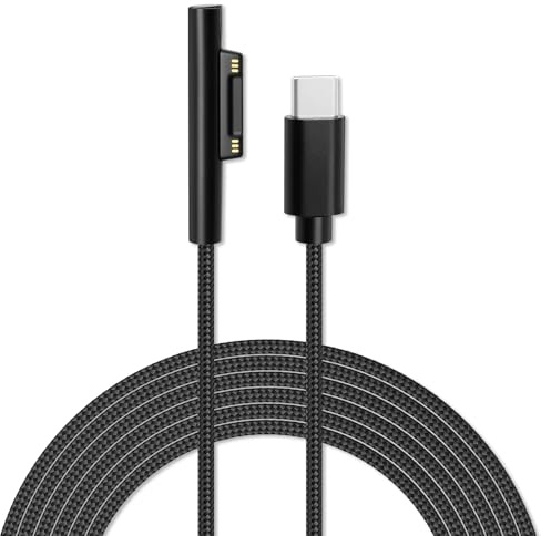 LUIRSAY Surface USB-C Ladekabel, 2.0m Nylon Geflochtenes Surface Ladekabel, 45W 15V 3A PD Kompatibel für Surface Pro 3/4/5/6/7, Go1/2/3, Laptop 1/2/3/4, Book 1 (PD-Netzteil erforderlich)