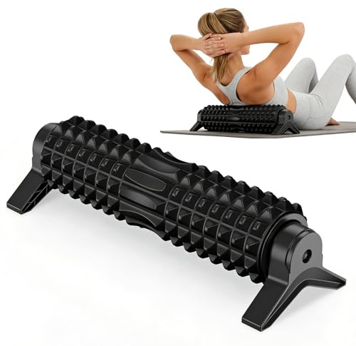Faszienrolle mit Ständer, Fazienrolle Rücken Wirbelsäule, Mittelharte Massagerolle mit 3D-Textur für Fitness Yoga Pilates, Rückenroller zur Linderung von Muskelverspannungen
