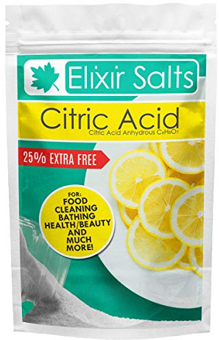 Elixir Salts - Citric Acid | 250g + 63g Free | For Use With Bath Bombs, Cleaning, descaling, preservative, Cooking, Nutrient, Elderflower | Comes in Re-sealable Pouch | Sizes up to 5kg Available