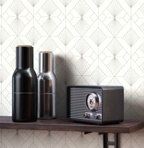 Newroom Tapete weiß Muster der 50er Art Deco Vliestapete Luxus Modern Glamour inkl. Tapezier Ratgeber