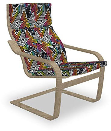 ABAKUHAUS Retro Poäng Sessel Polster, Bunte Pop-Art inspiriert, Sitzkissen mit Stuhlkissen mit Hakenschlaufe und Reißverschluss, Mehrfarbig