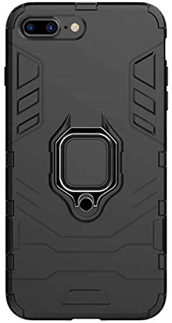 Rdyi6ba8 Armor Hülle für iPhone 7 Plus / 8 Plus Handyhülle, TPU Silikon Hard PC Handyhülle mit 360° Drehbarer Ständerhalter und Magnetischer Autohalter Case für iPhone 7 Plus / 8 Plus - Schwarz