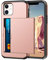 Coolden Compatible with iPhone 12 Mini Case Shockproof Case for iPhone 12 Mini Wallet Case Protective Rubber Bumper Phone Case Card Holder Slot Wallet Case Compatible with iPhone 12 Mini (Rose Gold)