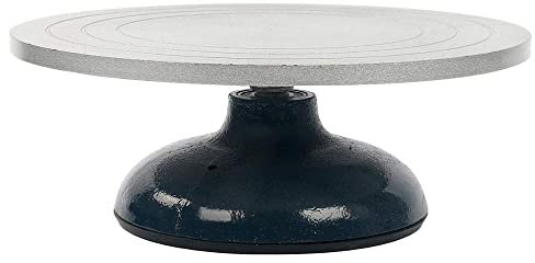 QDS Pottery Turntable Metal Banding Wheel for Clay Ceramics & Decorating (12'' / 30cm Diameter), Silver