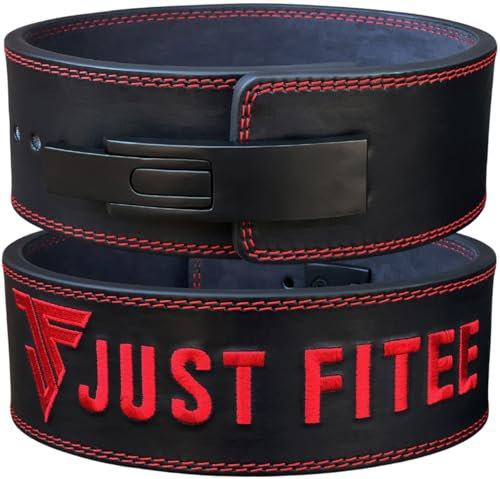 Gewichthebergürtel Powerlifting Gürtel für Bodybuilding, Krafttraining, Gewichtheben Weightlifting Lever Belt 10-13 mm thick für Damen und Herren mit Stahl Schnalle S-2XL (Schwarz/Rot, XL)