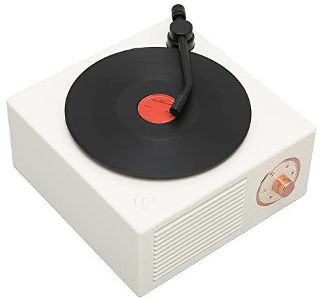 Bewinner Mini Bluetooth Speaker, Old Fashioned Record Player Style,with 3 Input Modes and Built in 1000mAh Battery, for Home/Office/Gifts(white)