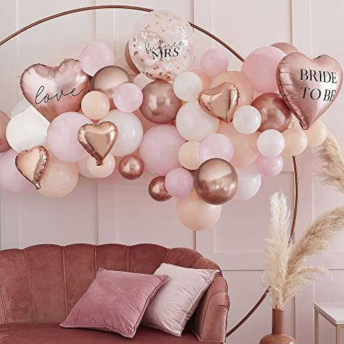 XXL JGA Luft-Ballon-Girlande Hochzeits-Ballons pastell-farben rosa blush apricot & rosé-gold - 65 Balloons Junggesellinnen-Abschied Party Zubehör Hochzeits-Foto Accessoires DIY Set