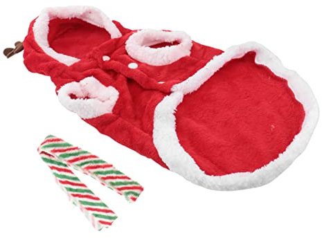 POPETPOP Weihnachtskostüm Haustier Satz Elch Kostüm Mit Warmem Flanellschal Weiches Haustier Outfit Für Hunde Katzen Festliche Kleidung Für Herbst Winter Feste