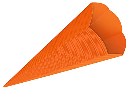 itenga Schultüten Rohling aus Bastelwellpappe 68cm - Schultüten Rohling zum Basteln - 3D Wellpappe (orange)
