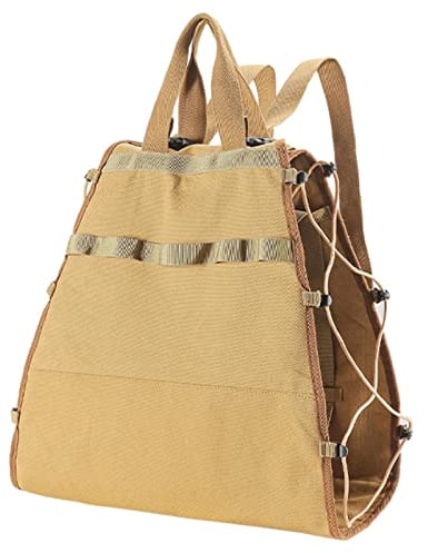 Fukamou Canvas-Brennholzsack, Schwerlast Wasserdicht Gewachste Leinwand Brennholz Kaminholztragetasche Rucksack, 110x45 cm