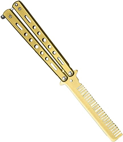 Butterfly Comb, Stainless Steel Foldable Pocket Comb, Hair Trimmer Barber Tool, for Salon Homehold Professional Hair Clippers (B)