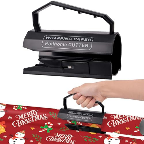Coupe Papier Cadeau, Massicot Coulissant pour Rouleaux, Decoupe Papier d'Emballage Cadeau pour Pâques Anniversaire Vacances Halloween Noël