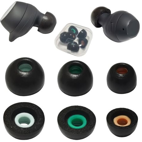 Mijusun Memory Foam Tips for Galaxy Buds FE Replacement Ear Tips for Samsung Galaxy Buds+/Galaxy Buds 2 Earbuds Fit in Case Black, 3 Pairs LMS, SMFE2H-M