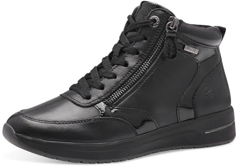 Tamaris Comfort Damen Sneaker hoch zum Schnüren mit Reißverschluss, Schwarz (Schwarz), 40 EU