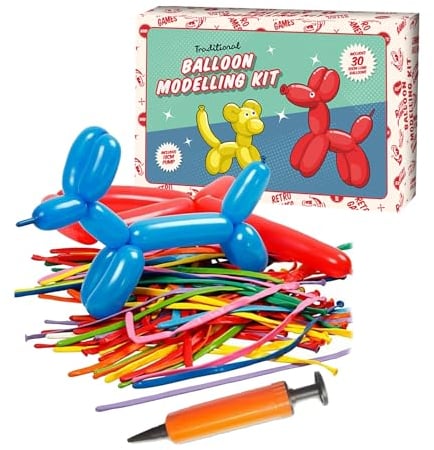 St@llion Balloon Modelling Kit Includes- 30 Pcs 30cm Long Balloons & 18cm Pump | Create Animals, Hats, Swords | Ideal for Kids Birthday Party, Xmas Celebration (Pack of 1)