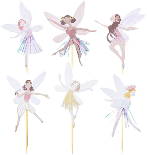 phnydreg Lot de 60 décorations pour cupcakes - Fées printanières avec aile de danse de ballet - Rose/bleu/violet - Pour anniversaire, mariage, fête prénatale