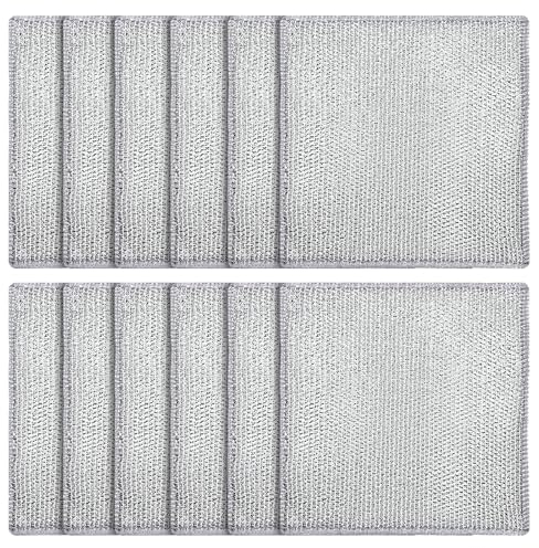 12Stk Multifunktionale Mehrzweck Geschirrtuch aus Draht 20x20cm Geschirrspüllappen aus Draht für Nass und Trocken Mesh Geschirrtuch Geschirrschrubber für Verschiedene Küchenutensilien