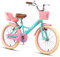 Glerc Sasha 20 Zoll Kinderfahrrad für 7-, 8-, 9-, 10- und 11- und 12-jährige Mädchen im Retro-Vintage-Stil Kinder Fahrräder mit Puppenfahrradsitz & Stützrädern & Ständer Grün