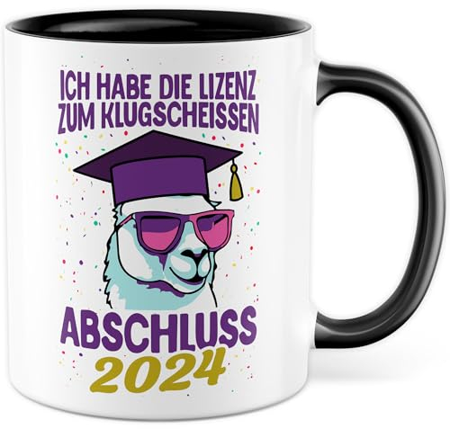Abschluss Tasse mit Spruch - Geschenk Ich habe die Lizenz zum Klugscheißen Abschluss 2025 - Kaffeetasse aus Keramik 330ml - Absolvent Absolventin Allgemeiner Abschluss Abschlussgeschenk (Abschluss)
