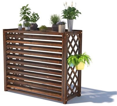 Housse de protection extérieure en bois pour climatisation - Couvertures autoportantes pour équipement de piscine, poubelles - Dimensions : 145 x 60 x 123 cm