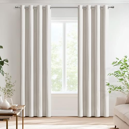 MRTREES 100% Blickdichte Vorhänge mit Ösen Gardinen Leinenoptik 2er Set 225 cm Lang, 132 cm Breit, Verdunkelungsvorhang Thermovorhang Kälteschutz für Schlafzimmer Wohnzimmer, Naturfarbe