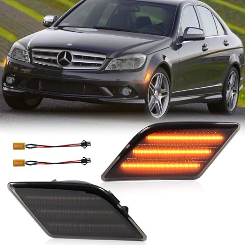 POPMOTORZ LED Seitenblinker, 2 Stücke Frontstoßstange LED Blinker mit Canbus Fehlerfrei 4014 SMD für Mercede-s Benz W204 W204 C300 C350 C63 AMG 2008-2011, Schwarz