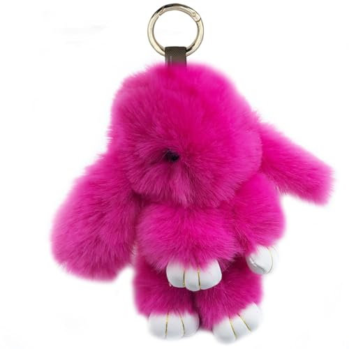 Xsclpomddy Süße Groß. Plüsch Hase Schlüsselanhänger Plüsch-Häschen 7in Schlüsselanhänger Pom Poms Taschenanhänger Handtasche Autoschlüssel Dekoration,rose
