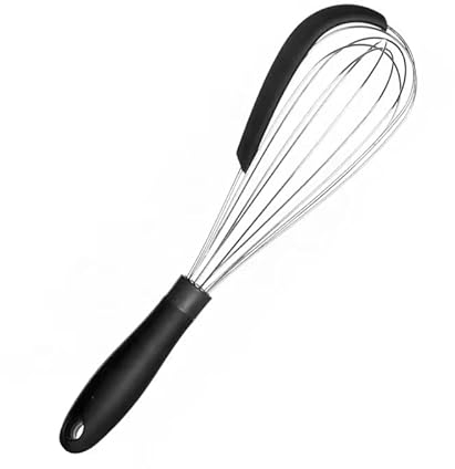 Ergonomischer Edelstahl-Schneebesen mit Silikonschaber, 33 cm (schwarz)
