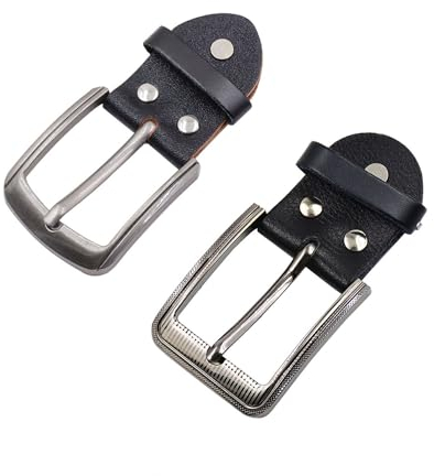 CHENNAN 2 Stück Herren Gürtelschnalle Metall Praktisch Quadratische Ersatzschnalle Gürtel Schnalle Klassische Einzelne Zinken Gürtelschnalle Vielseitig Einsetzbar für Jeden Anlass (Schwarz)