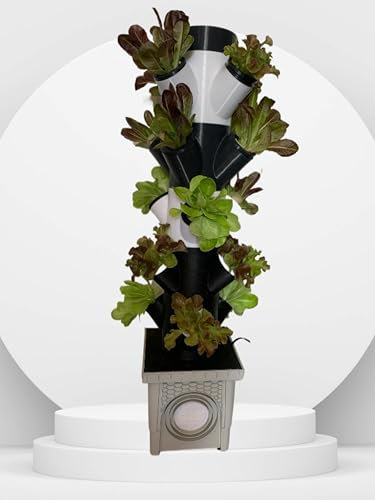 Genérico Cultivo Vertical Sistema Torre hidropónico, Jardin Interior, Frutas, Verduras, Kit, hidropónica,fácil Montaje y Cuidado, con Bomba Agua, cestas, Agujeros a Elegir, Nivel de Agua y contenedor