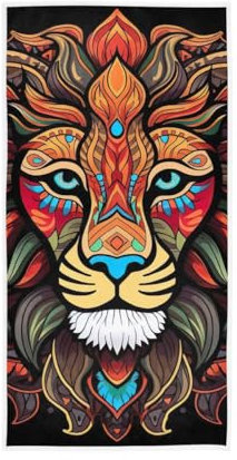 GAIREG Buntes Mandala-Handtuch mit Löwenkopf, Mehrzweck-Badetuch für Hand, Gesicht, Haare, Bad, 38,1 x 76,2 cm