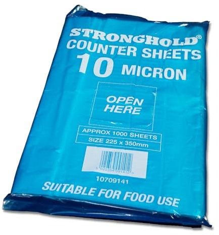 Bag Market | Stronghold - 9 x 14 Small High Density (HD) Natural Clear Film Butcher/Counter Sheets - 10mu - Finoplas Food Wrap (1000 Sheets / 1 Pack)