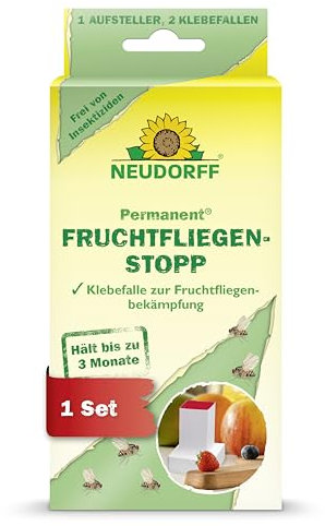 Neudorff Permanent FruchtfliegenStopp – Fängt effektiv Frucht,- Obst- und Essigfliegen mit 3 Monaten Langzeitwirkung. Geruchlos und insektizidfrei, 3 Stück