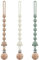 DOUUCO 3er-Pack Schnullerkette Aus Silikon, Schnullerkette Mädchen und Mit Namen Junge, Geeignet für Baby, Hält Schnuller Sauber, Weiche Flexible BPA Frei Langlebig–Hohe Robustheit, Mandel Grün Sand