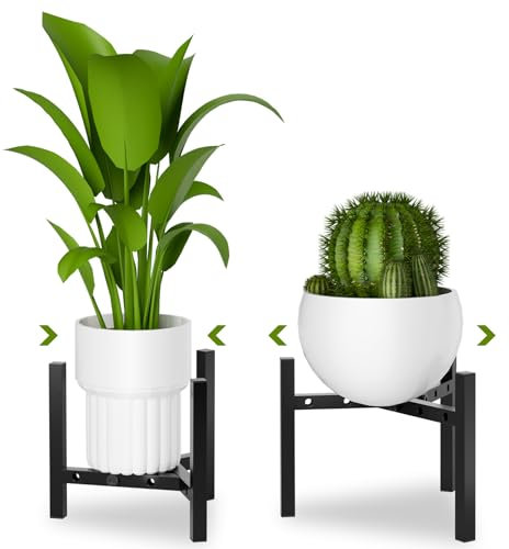 yVicv Plant Stand, 2PCS Adjustable Stainless steel Plant Stands Indoor Outdoor, Metal Flower Pot Stand for 8 9 10 11 12 Inch Size Pots, Plant Holders Plant Rack Bearing Up to 200lbs, Black(black 2pcs)