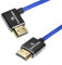 Alvin's Cables Cable HDMI 2.1 8K para monitor Atomos Ninja V para Sony FS5 FS7, BMPCC, cámara Canon C300 C500, 8K@60Hz 4K@120Hz 48Gbps Cable en espiral trenzado de alta velocidad Ángulo izquierdo azul