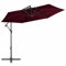 Homgoday Sombrilla voladiza con Palo de Aluminio Rojo Burdeos 300 cm Sombrilla voladiza Parasol Excentrico, Sombrilla de Jardín Protección UV
