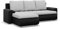Mebligo - Ecksofa mit Schlaffunktion und 2 Bettkasten Grau + Schwarz 230x89x159 (BxHxT) FORESTA - Links Eckcouch, Sofas & Couches, Couch L Form, Cauchsofa, Sofa Wohnzimmer