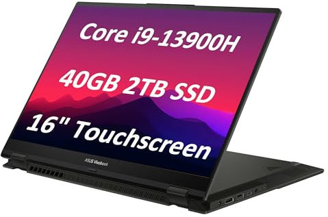 ASUS Vivobook S 16 Flip - Computer portatile 2 in 1 (touchscreen FHD+ da 16, Intel 14-Core i9-13900H, 40 GB di RAM, SSD 2 TB) per creatore, fotografo, designer, tastiera retroilluminata, webcam IR