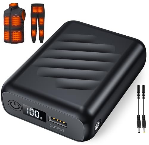 Sevdiea Batterie Veste Chauffante 7,4V 20000mAh, Rechargeable Batterie pour Gilet Chauffant Homme Femme avec écran LED, Portable des Batteries Externes pour Veste Chauffante avec Port DC/USB-A/USB-C
